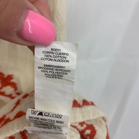 Lucky Brand Size M Orange/Cream Embroidered Tank Top - Picture 4 of 4